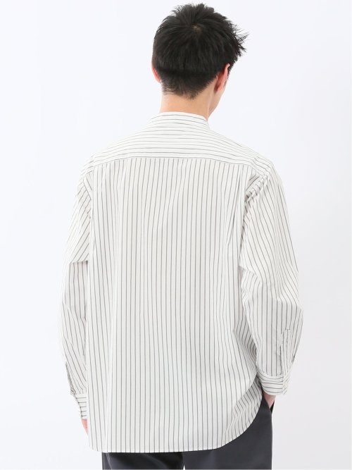 コットンタイプライター バンドカラー長袖シャツ