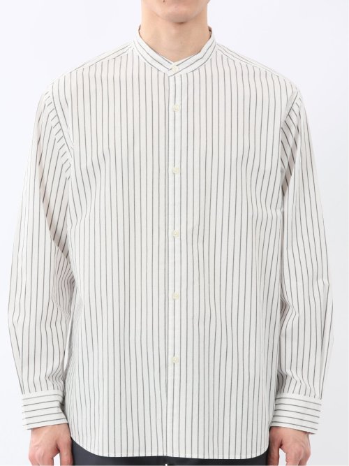 コットンタイプライター バンドカラー長袖シャツ