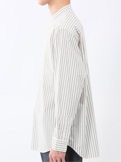 コットンタイプライター バンドカラー長袖シャツ