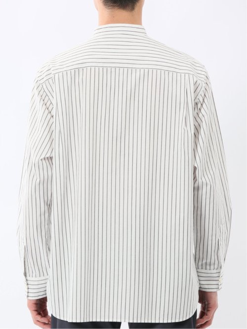 コットンタイプライター バンドカラー長袖シャツ