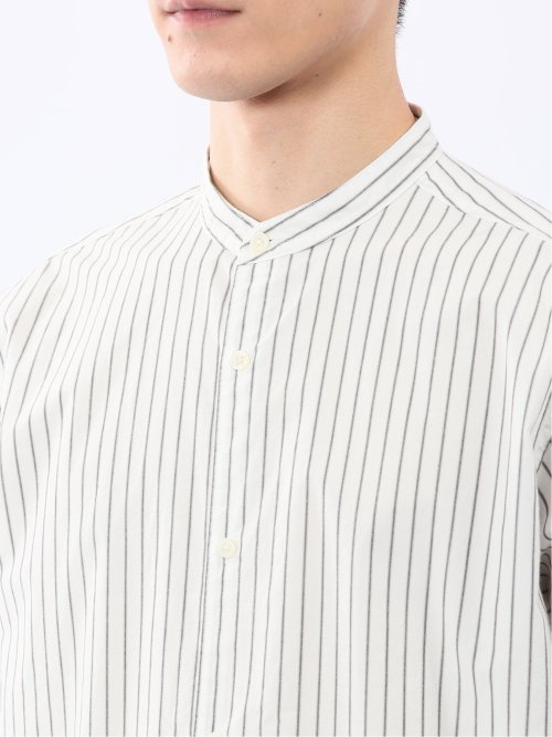 コットンタイプライター バンドカラー長袖シャツ