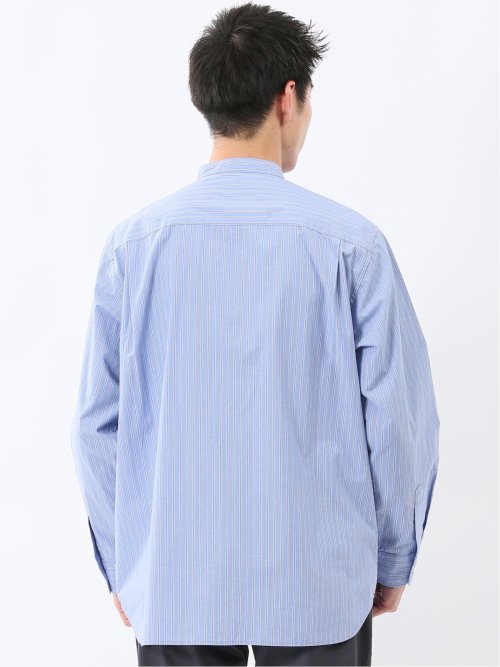 コットンタイプライター バンドカラー長袖シャツ