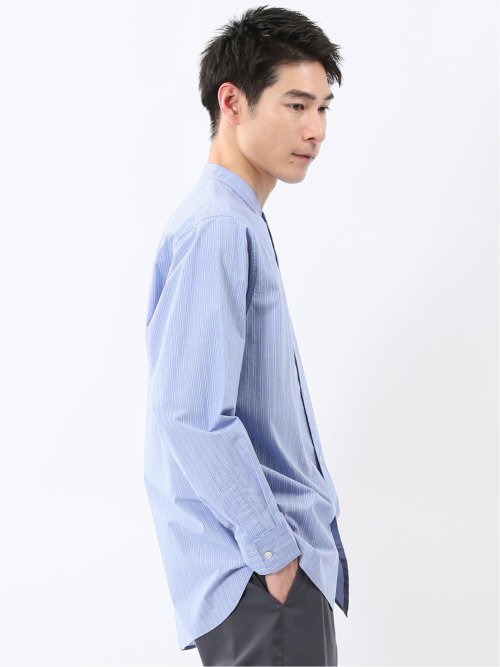 コットンタイプライター バンドカラー長袖シャツ