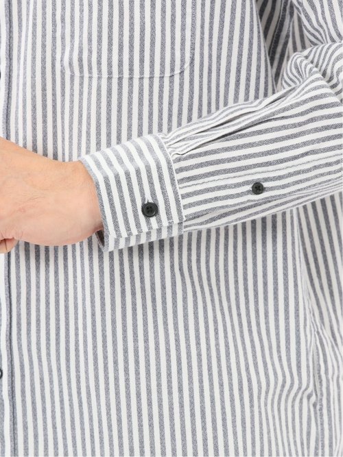 綿100% アムンゼンストライプ ボタンダウン長袖シャツ