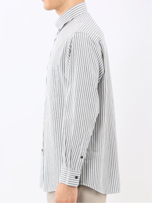 綿100% アムンゼンストライプ ボタンダウン長袖シャツ