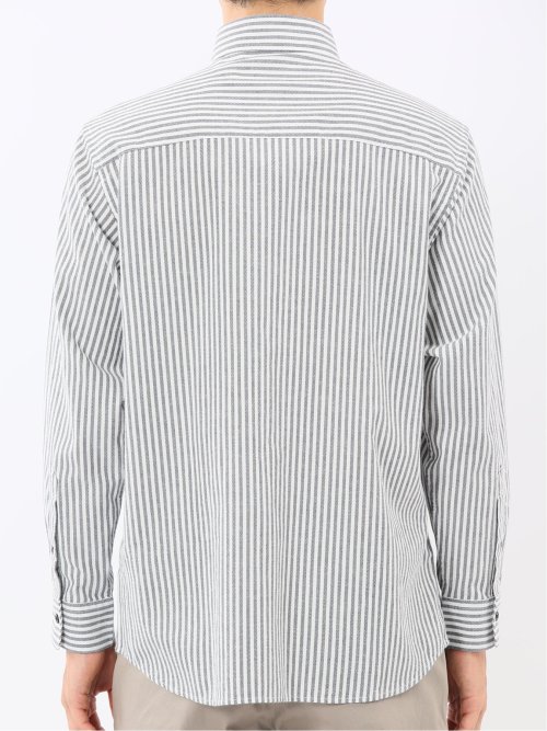 綿100% アムンゼンストライプ ボタンダウン長袖シャツ