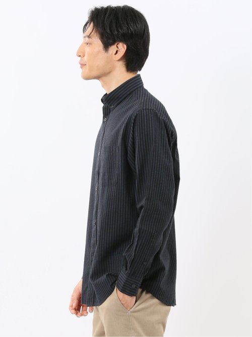 綿100% アムンゼンストライプ ボタンダウン長袖シャツ