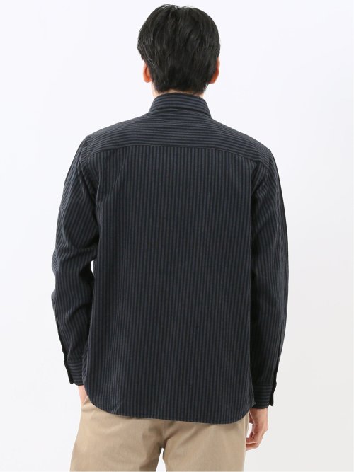 綿100% アムンゼンストライプ ボタンダウン長袖シャツ