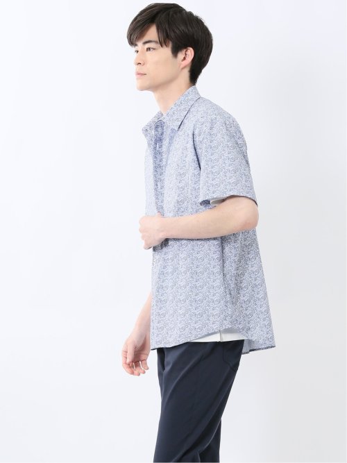 ペイズリープリント レギュラーカラー半袖シャツ