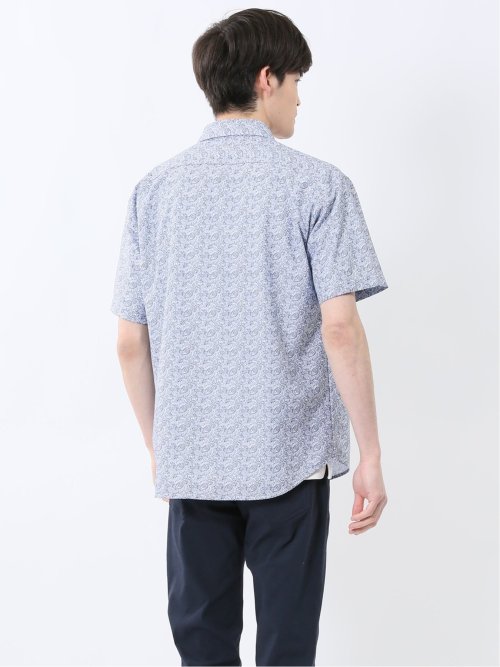 ペイズリープリント レギュラーカラー半袖シャツ