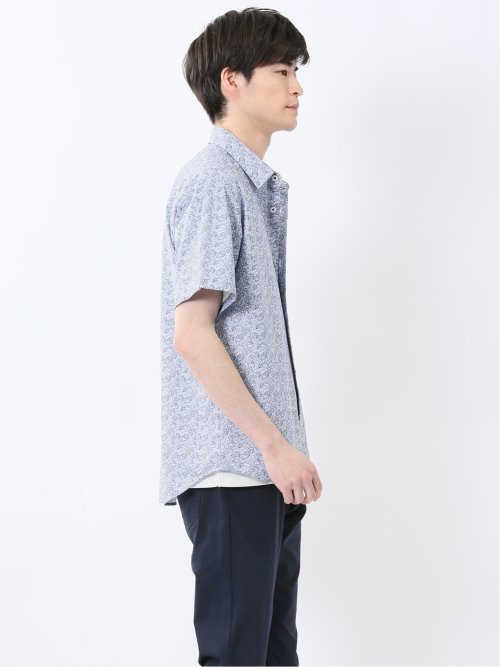 ペイズリープリント レギュラーカラー半袖シャツ