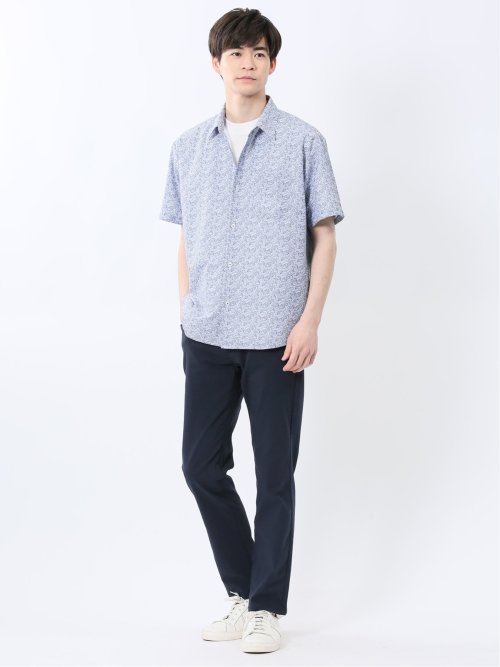 ペイズリープリント レギュラーカラー半袖シャツ