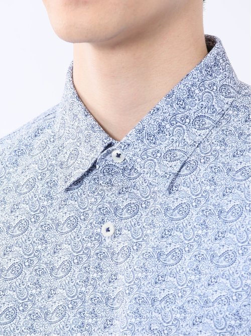 ペイズリープリント レギュラーカラー半袖シャツ