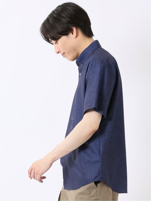 ストレッチ 吸水速乾 ノンアイロン トリコット ハケメ ボタンダウン 半袖 シャツ メンズ