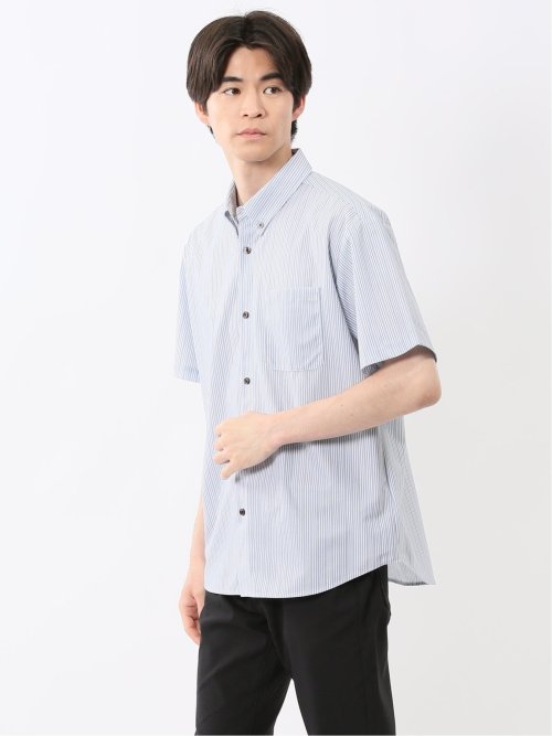 ストライププリント ボタンダウン半袖シャツ