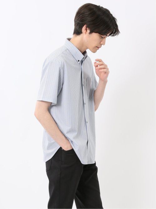 ストライププリント ボタンダウン半袖シャツ