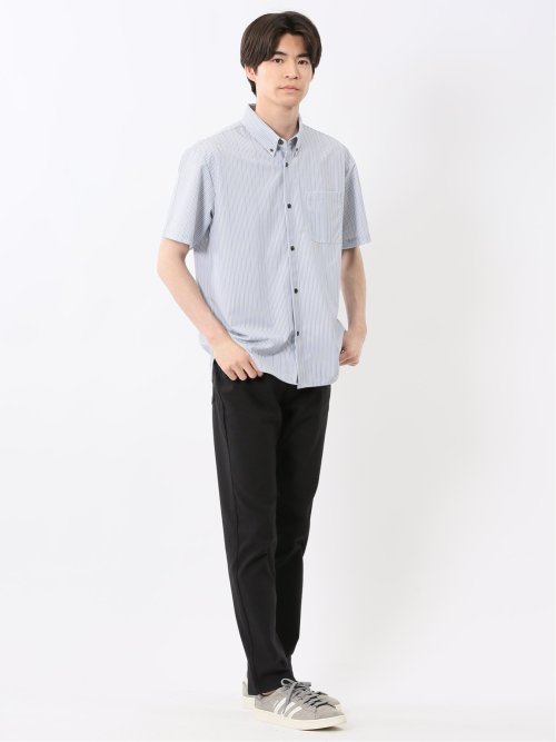 ストライププリント ボタンダウン半袖シャツ