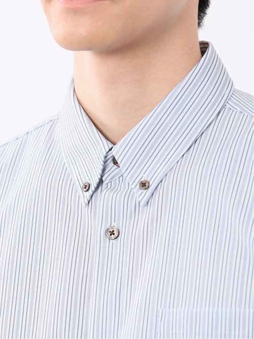 ストライププリント ボタンダウン半袖シャツ