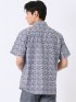 ストレッチ 吸水速乾 ノンアイロン トリコット 小花 ワイドカラー 半袖 シャツ メンズ