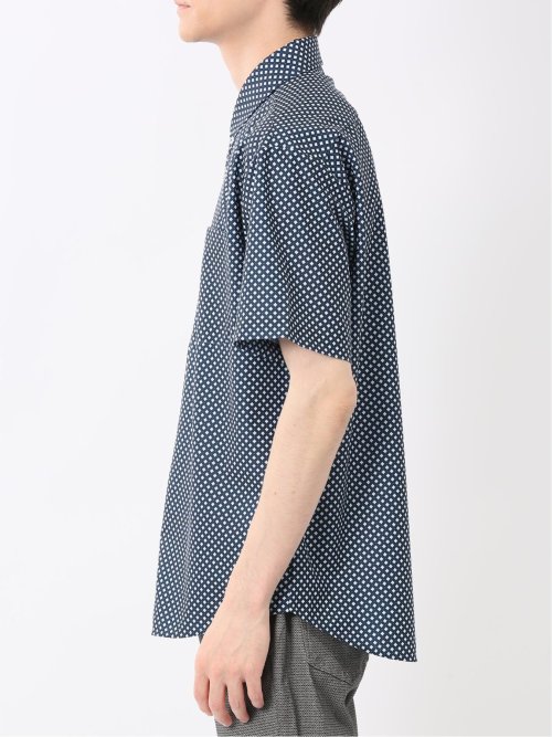 小紋プリント ボタンダウン半袖シャツ