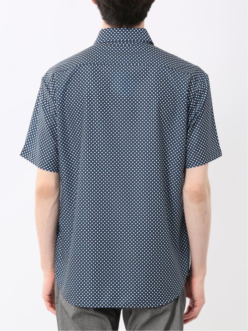 小紋プリント ボタンダウン半袖シャツ