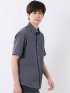 小紋 サッカー レギュラーカラー 半袖 シャツ