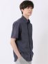 小紋 サッカー レギュラーカラー 半袖 シャツ