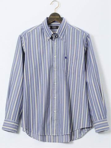 【大きいサイズ】ポロ・ビーシーエス/POLO BCS ツイルストライプ ボタンダウン長袖シャツ