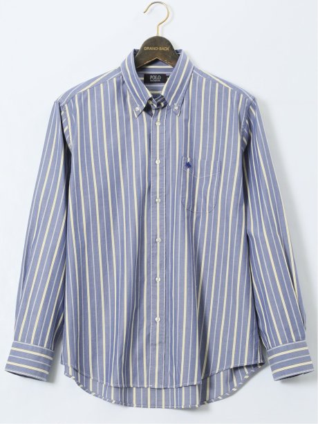 【大きいサイズ】ポロ・ビーシーエス/POLO BCS ツイルストライプ ボタンダウン長袖シャツ