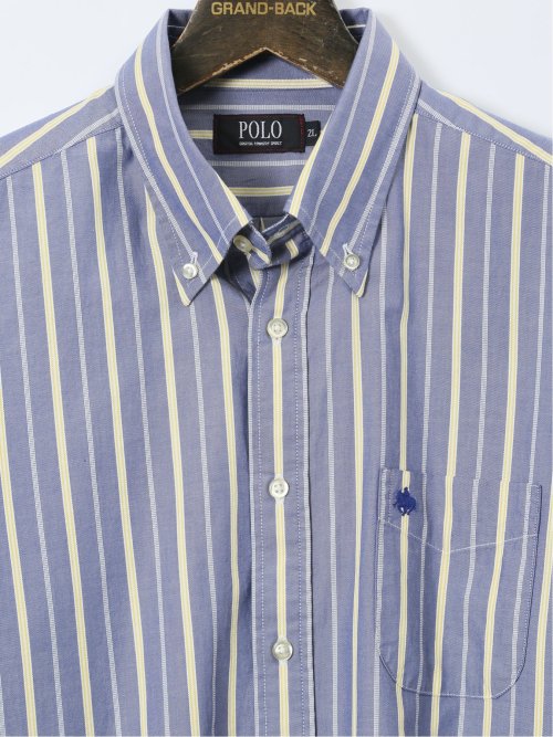 【大きいサイズ】ポロ・ビーシーエス/POLO BCS ツイルストライプ ボタンダウン長袖シャツ