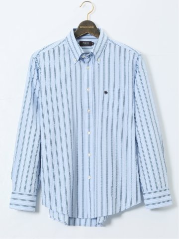 【大きいサイズ】ポロ・ビーシーエス/POLO BCS サッカーストライプ ボタンダウン長袖シャツ