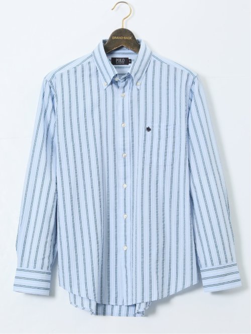 【大きいサイズ】ポロ・ビーシーエス/POLO BCS サッカーストライプ ボタンダウン長袖シャツ