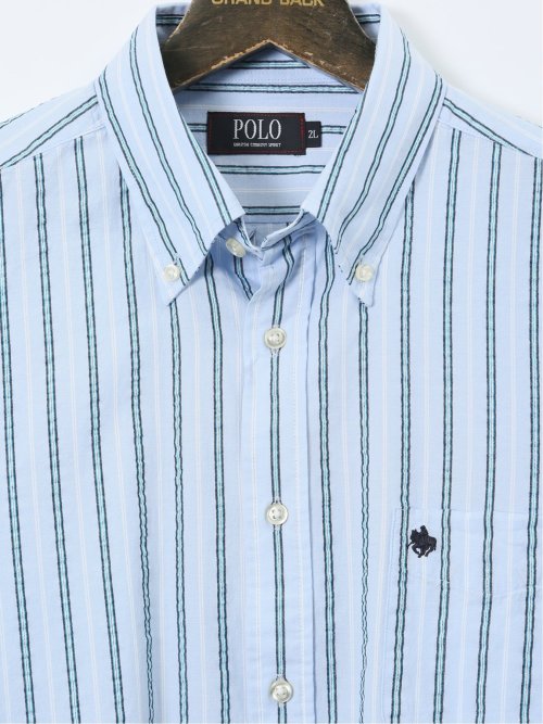 【大きいサイズ】ポロ・ビーシーエス/POLO BCS サッカーストライプ ボタンダウン長袖シャツ