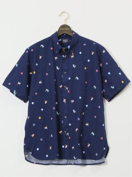 【大きいサイズ】ポロ/POLO 綿リップル ボタンダウン半袖シャツ