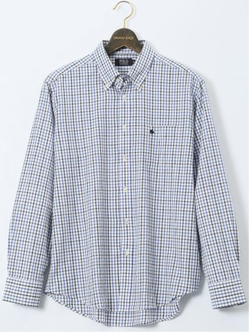【大きいサイズ】ポロ・ビーシーエス/POLO BCS 綿麻チェック ボタンダウン長袖シャツ