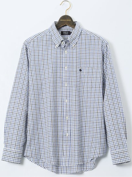 【大きいサイズ】ポロ・ビーシーエス/POLO BCS 綿麻チェック ボタンダウン長袖シャツ