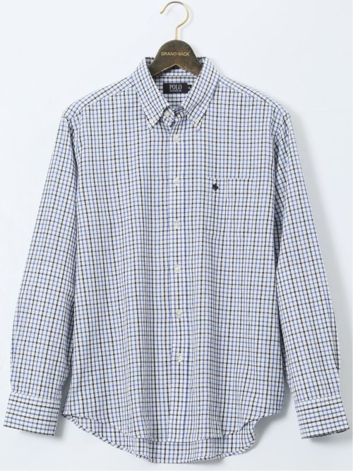 【大きいサイズ】ポロ・ビーシーエス/POLO BCS 綿麻チェック ボタンダウン長袖シャツ