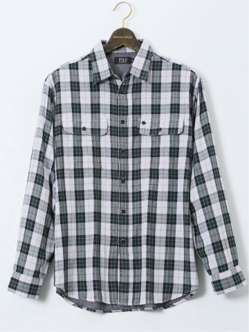 【大きいサイズ】ポロ・ビーシーエス/POLO BCS ダブルガーゼチェック ボタンダウン長袖シャツ