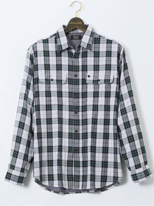 【大きいサイズ】ポロ・ビーシーエス/POLO BCS ダブルガーゼチェック ボタンダウン長袖シャツ