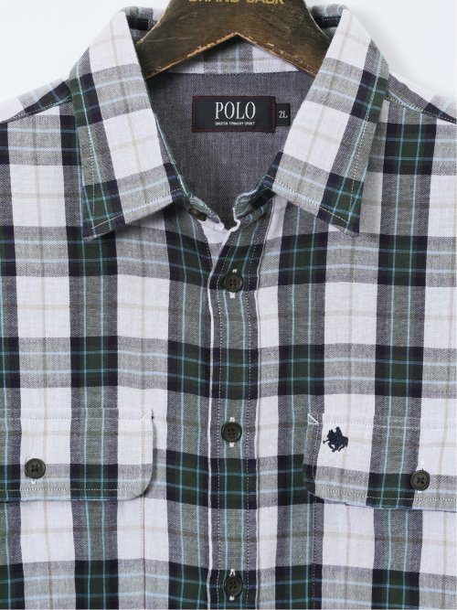 【大きいサイズ】ポロ・ビーシーエス/POLO BCS ダブルガーゼチェック ボタンダウン長袖シャツ