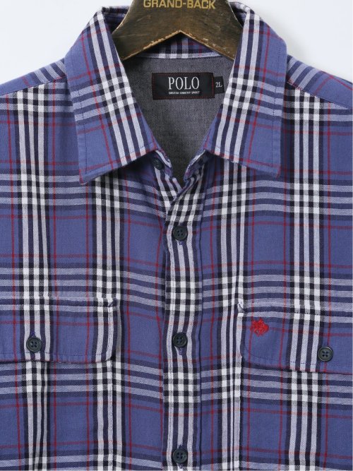 【大きいサイズ】ポロ・ビーシーエス/POLO BCS ダブルガーゼチェック ボタンダウン長袖シャツ