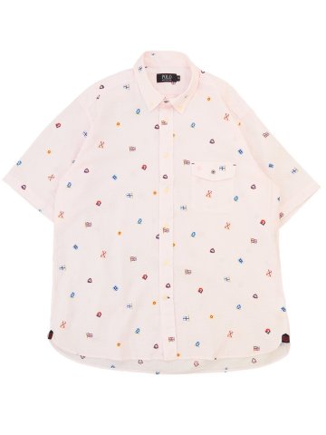 【大きいサイズ】ポロ/POLO 綿リップルプリント ボタンダウン半袖シャツ