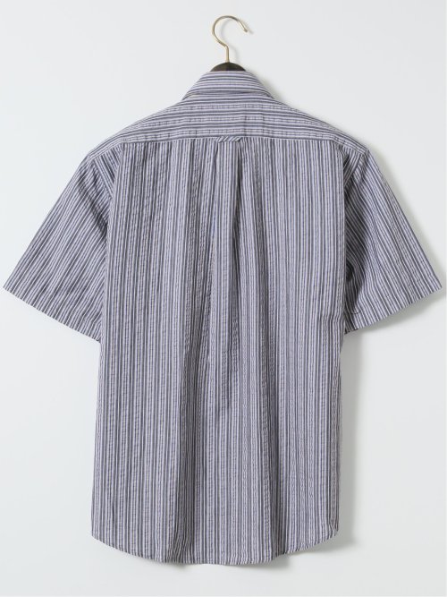 【大きいサイズ】ポロ・ビーシーエス/POLO BCS シアサッカー ストライプ ボタンダウン 半袖 シャツ