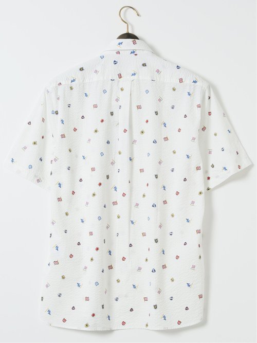 【大きいサイズ】ポロ・ビーシーエス/POLO BCS 綿 リップル プリント ボタンダウン 半袖 シャツ