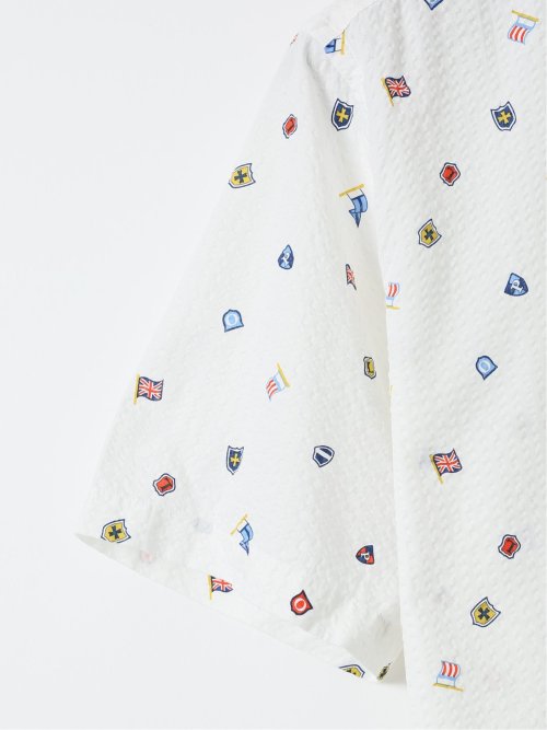 【大きいサイズ】ポロ・ビーシーエス/POLO BCS 綿 リップル プリント ボタンダウン 半袖 シャツ