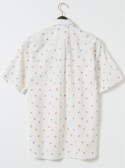 【大きいサイズ】ポロ・ビーシーエス/POLO BCS 綿 リップル プリント ボタンダウン 半袖 シャツ