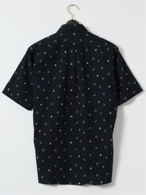【大きいサイズ】ポロ・ビーシーエス/POLO BCS 綿 リップル プリント ボタンダウン 半袖 シャツ