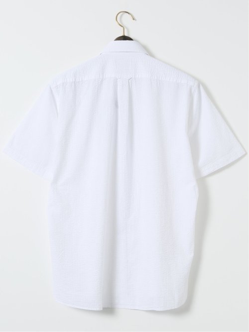 【大きいサイズ】ポロ・ビーシーエス/POLO BCS シアサッカー シャドーストライプ ボタンダウン 半袖 シャツ