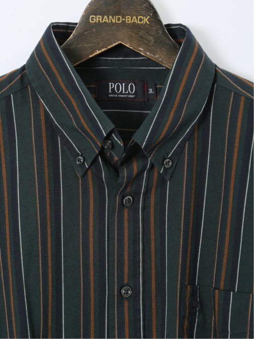 【大きいサイズ】ポロ・ビーシーエス/POLO BCS 綿ビエラ 起毛ストライプ ボタンダウン長袖シャツ