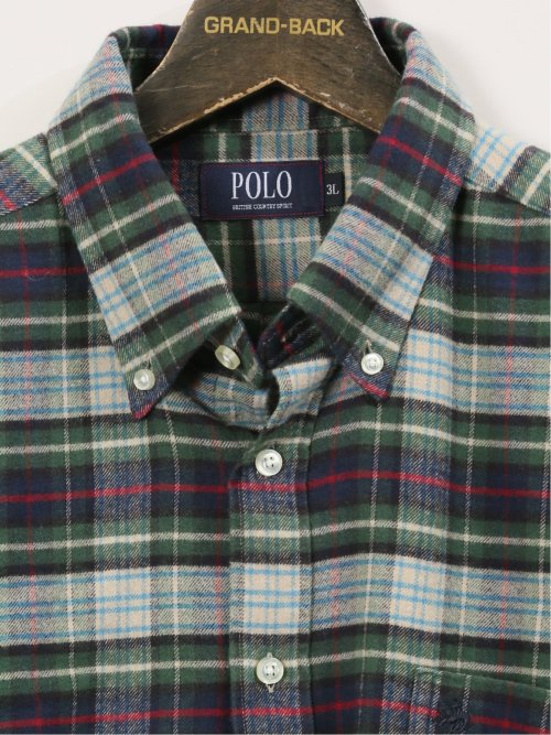 【大きいサイズ】ポロ・ビーシーエス/POLO BCS 綿ビエラ 起毛チェック ボタンダウン長袖シャツ